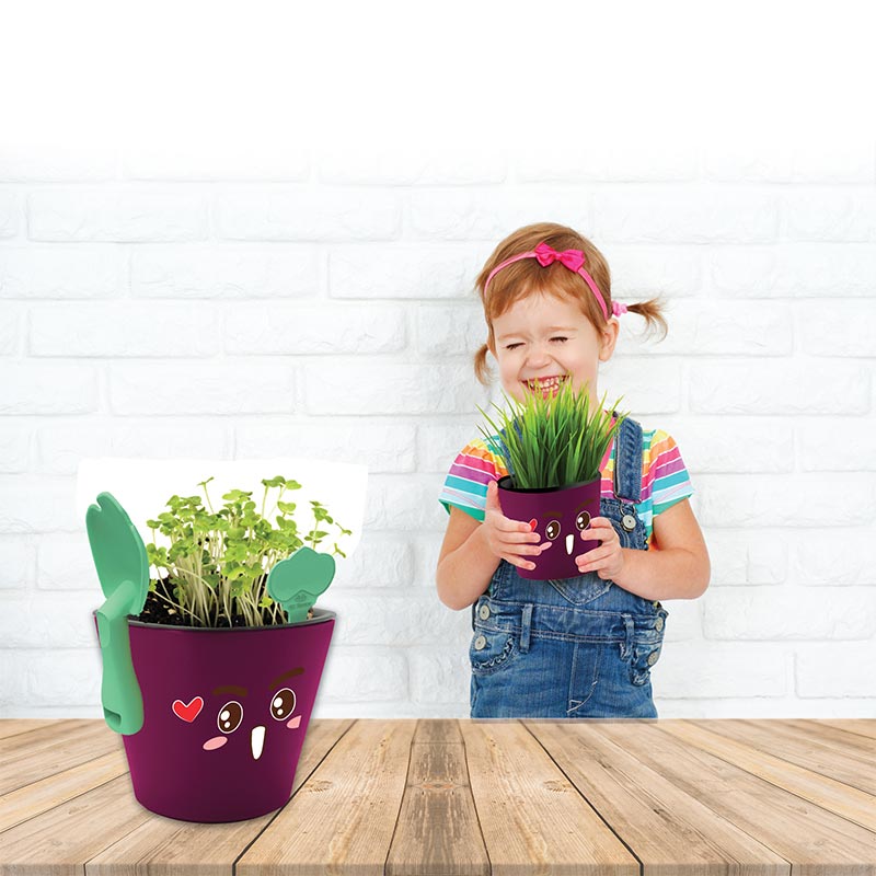 Kit educativo juguete didáctico para niños Aprendizaje de vocabulario inglés español, Germinación de plantas comestibles Maceta autorregable Kid planter SMART GARDEN Rouge No incluye semillas.