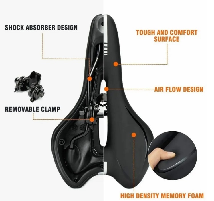 Asiento Bicicleta Impermeable Acolchada- Sillín De Bicicleta