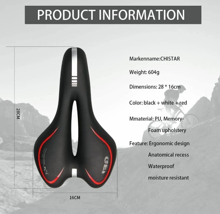 Asiento Bicicleta Impermeable Acolchada- Sillín De Bicicleta