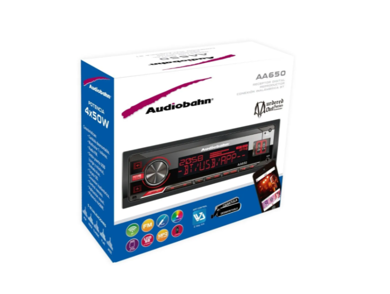 Estereo Bluetooth Usb Multicolor 4x50 Watts Audiobahn Aa650