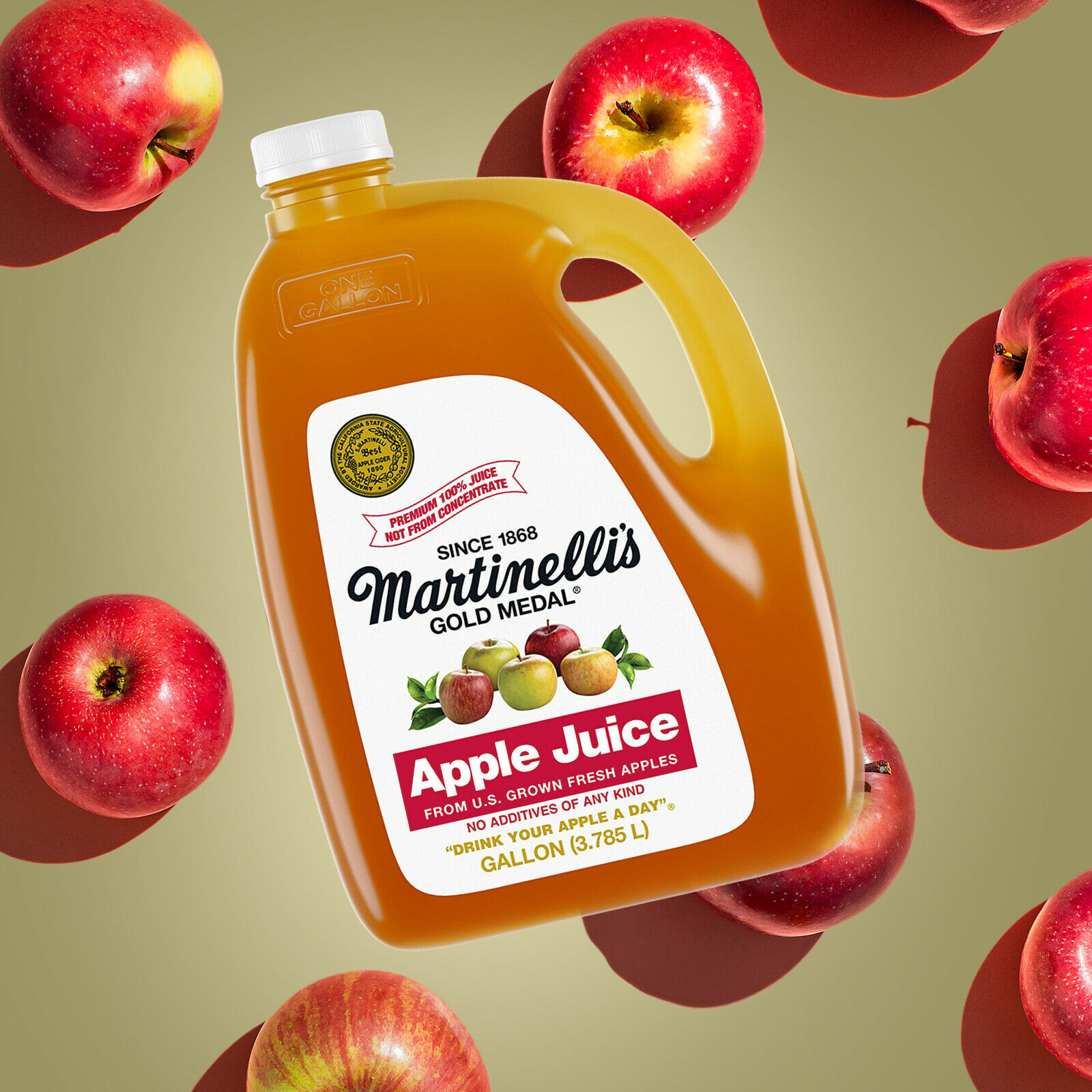 Martinelli Jugo De Manzana Medalla de Oro , 3.785 L  ( paquete de  2  galones )
