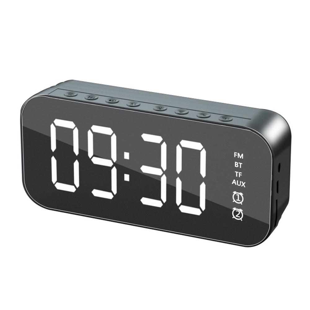 Reloj Despertador Digital con Bocina Bluetooth Radio Negro