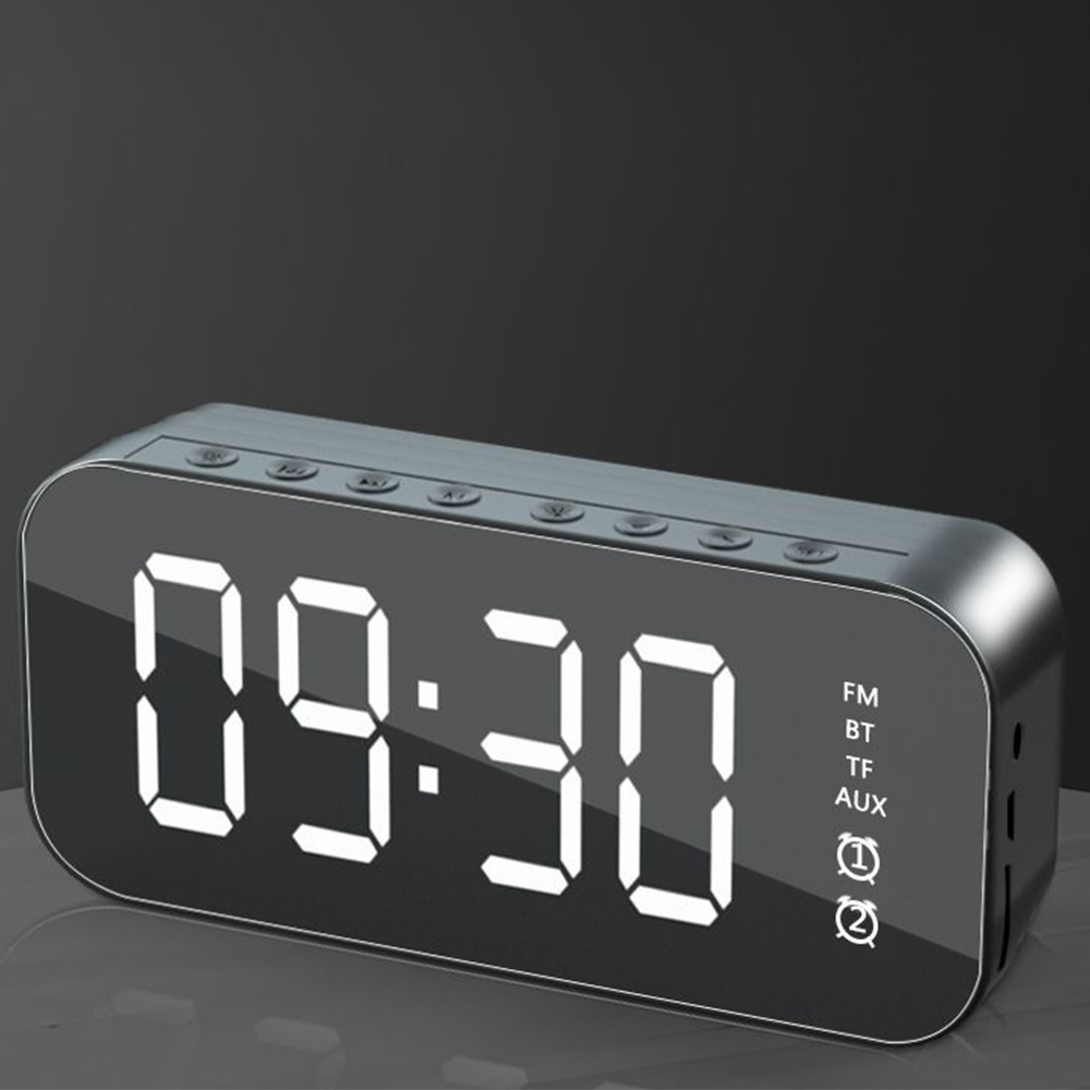Reloj Despertador Digital con Bocina Bluetooth Radio Negro