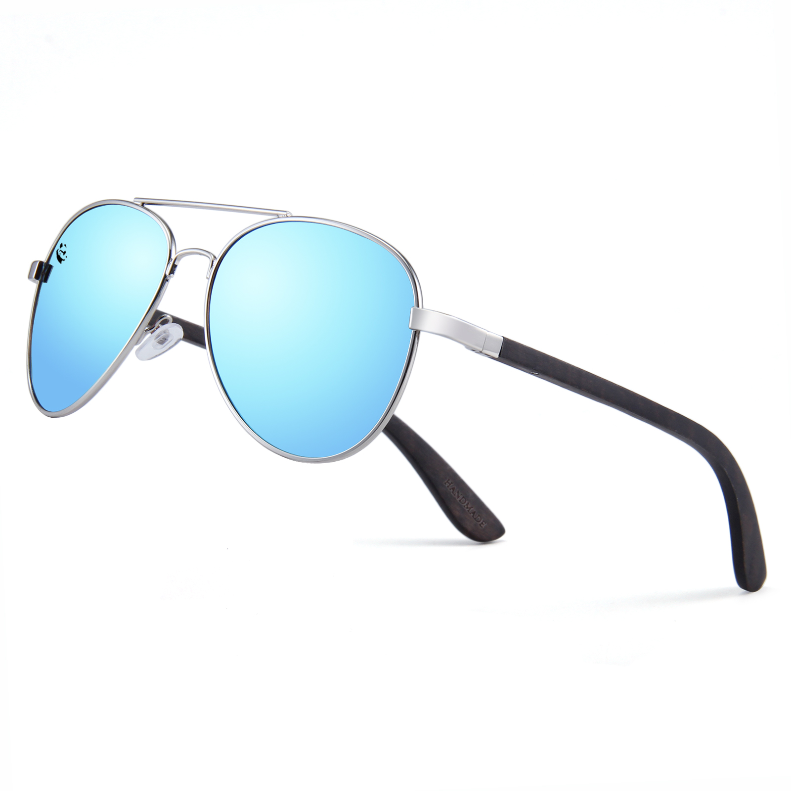 Lentes Gafas de Sol PANDAS Unisex para Hombre y Mujer Polarizados Aviador Espejados de Madera UV400 Aquila Wood Azul