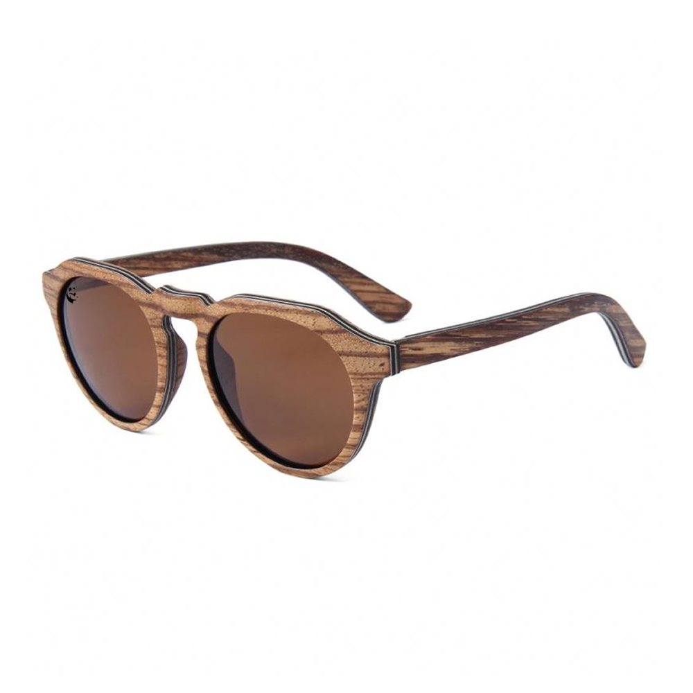 Lentes Gafas de Sol PANDAS Unisex para Hombre y Mujer Polarizados Vintage Retro Redondos Circulares de Madera UV400 Impala Café