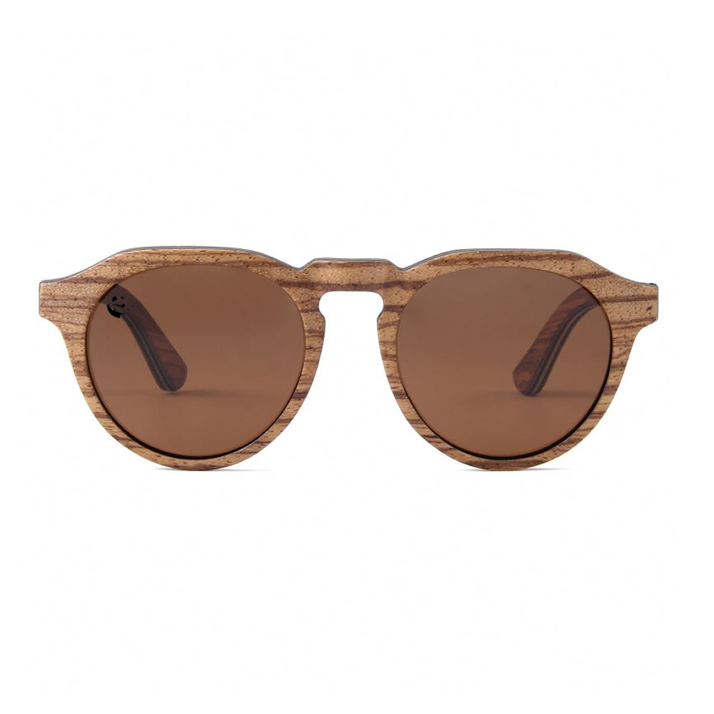 Lentes Gafas de Sol PANDAS Unisex para Hombre y Mujer Polarizados Vintage Retro Redondos Circulares de Madera UV400 Impala Café