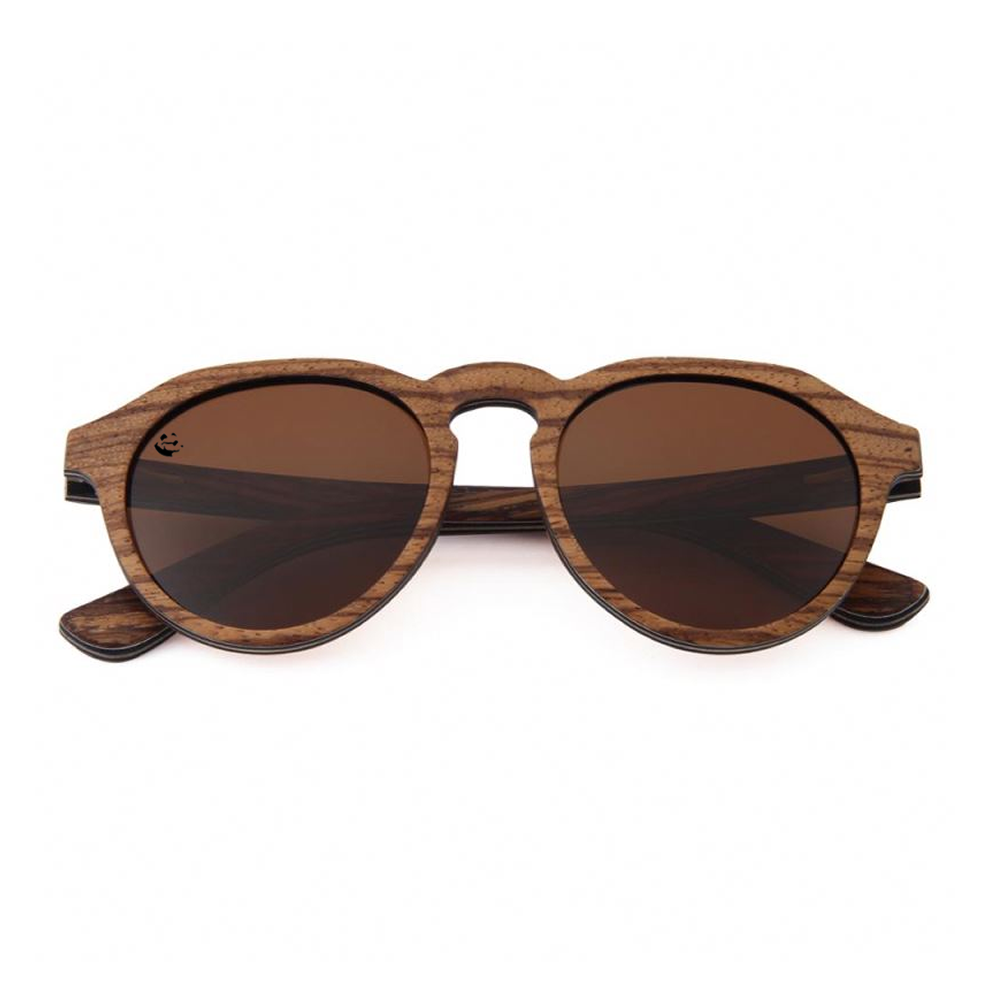 Lentes Gafas de Sol PANDAS Unisex para Hombre y Mujer Polarizados Vintage Retro Redondos Circulares de Madera UV400 Impala Café