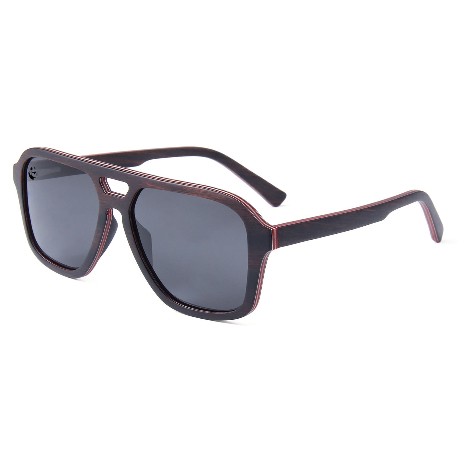 Lentes Gafas de Sol PANDAS Unisex para Hombre y Mujer Polarizados Vintage Retro Cuadrados Armazón de Madera UV400 Licaón Negro