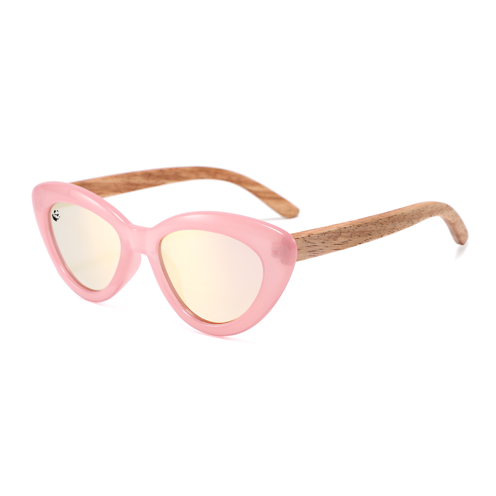 Lentes Gafas de Sol PANDAS para Mujer Dama Polarizados de Madera Ojo de Gato Cat Eye Espejados UV400 Ajolote Rosa Difuminado