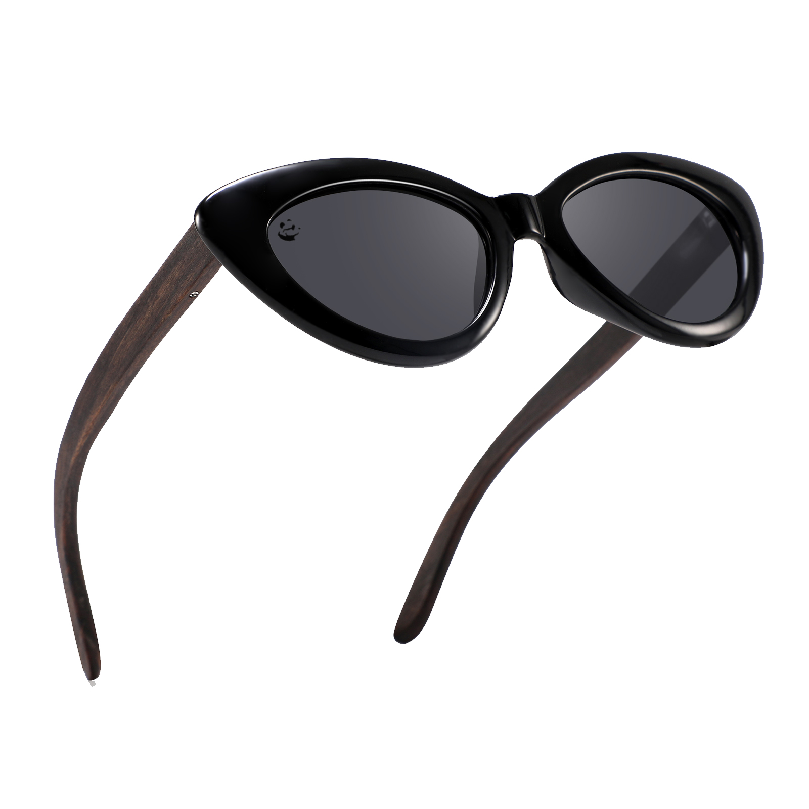 Lentes Gafas de Sol PANDAS para Mujer Dama Polarizados de Madera Ojo de Gato Cat Eye Oscuros UV400 Ajolote Negro