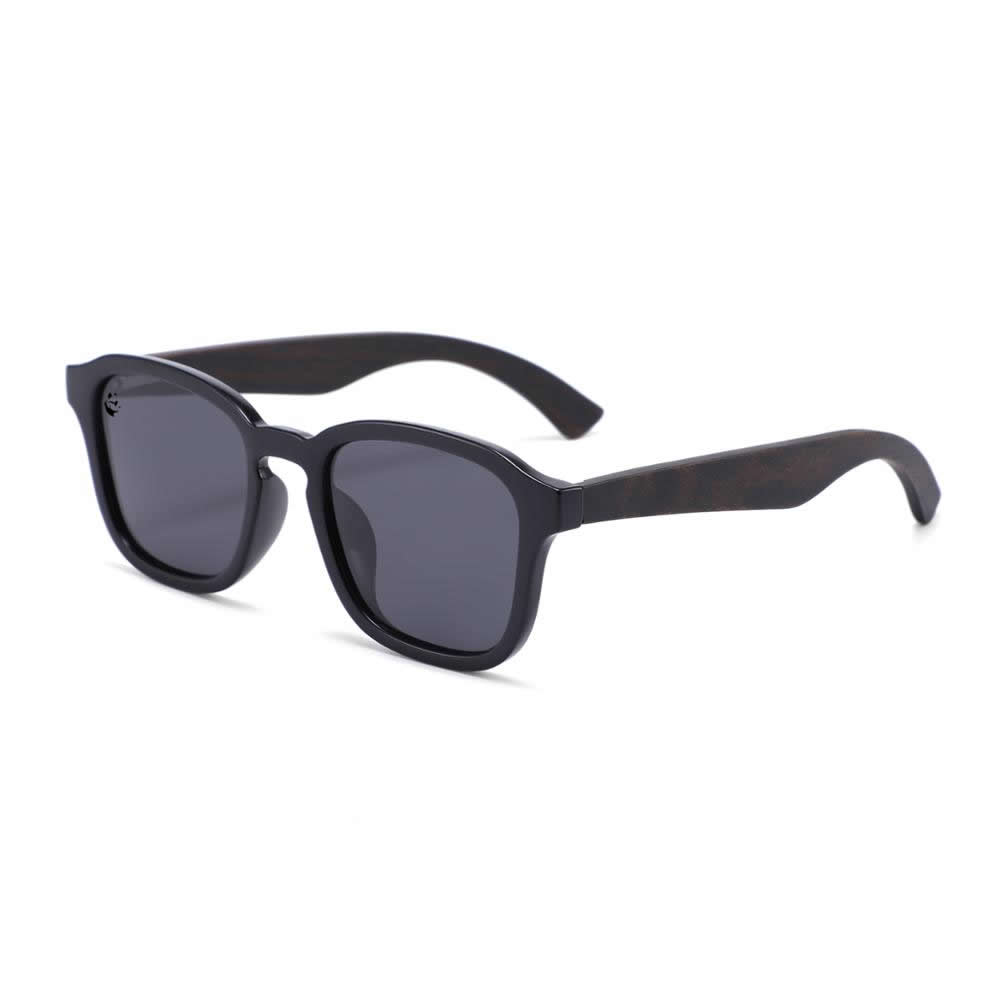 Lentes Gafas de Sol PANDAS Unisex para Hombre y Mujer Polarizados Cuadrados Oscuros de Madera UV400 Cayman Negro
