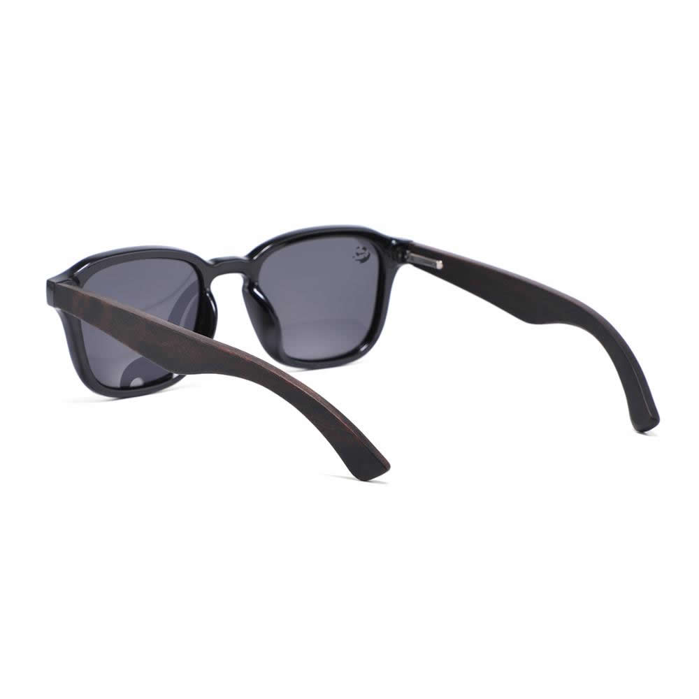 Lentes Gafas de Sol PANDAS Unisex para Hombre y Mujer Polarizados Cuadrados Oscuros de Madera UV400 Cayman Negro