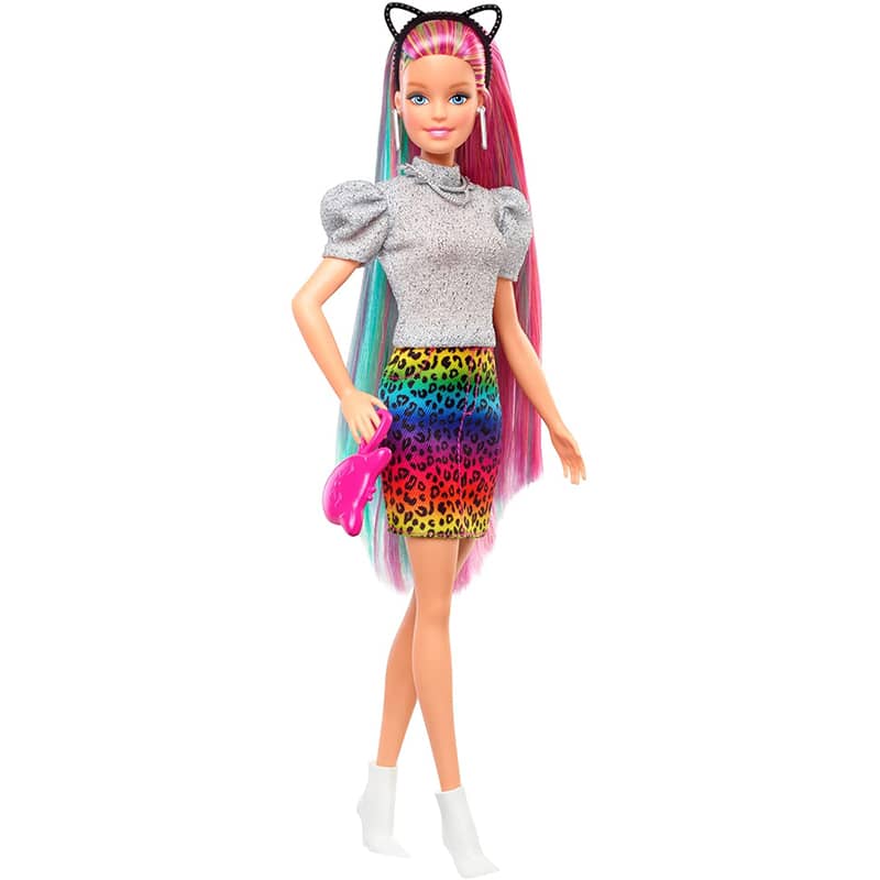 Barbie Leopard Rainbow Hair Peinados Animal Print