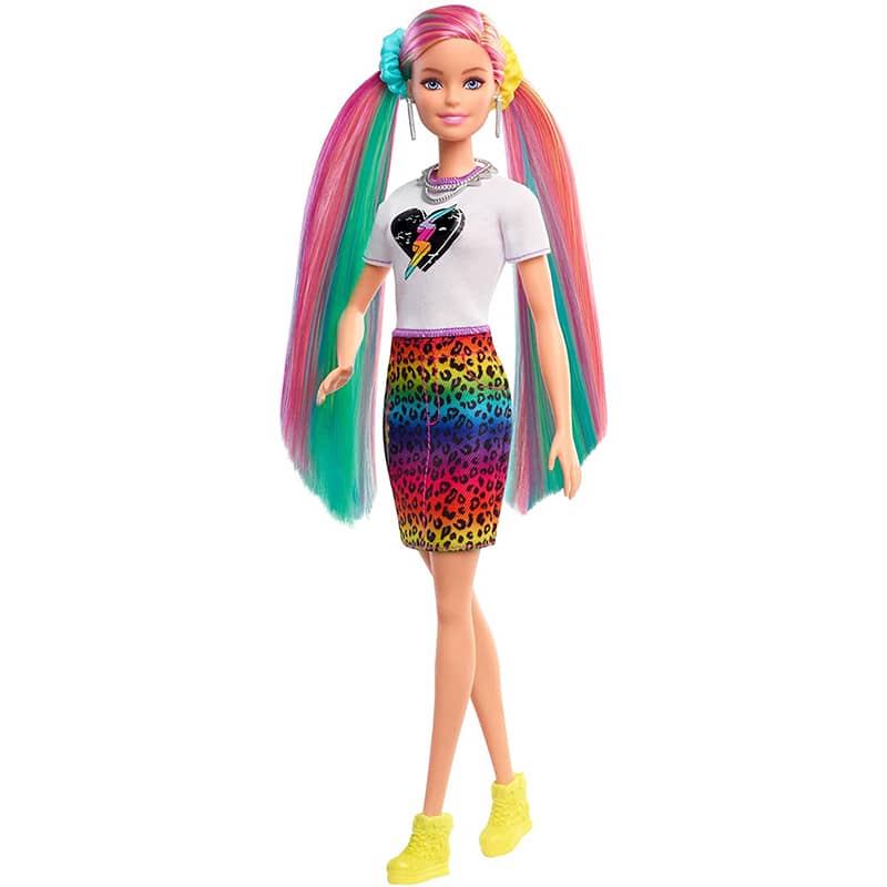 Barbie Leopard Rainbow Hair Peinados Animal Print
