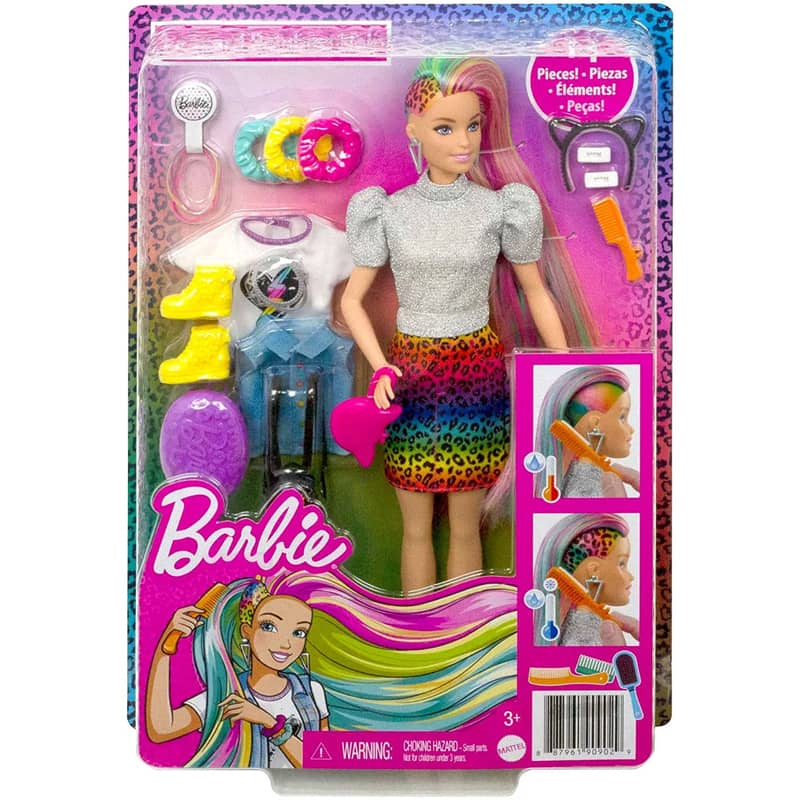 Barbie Leopard Rainbow Hair Peinados Animal Print