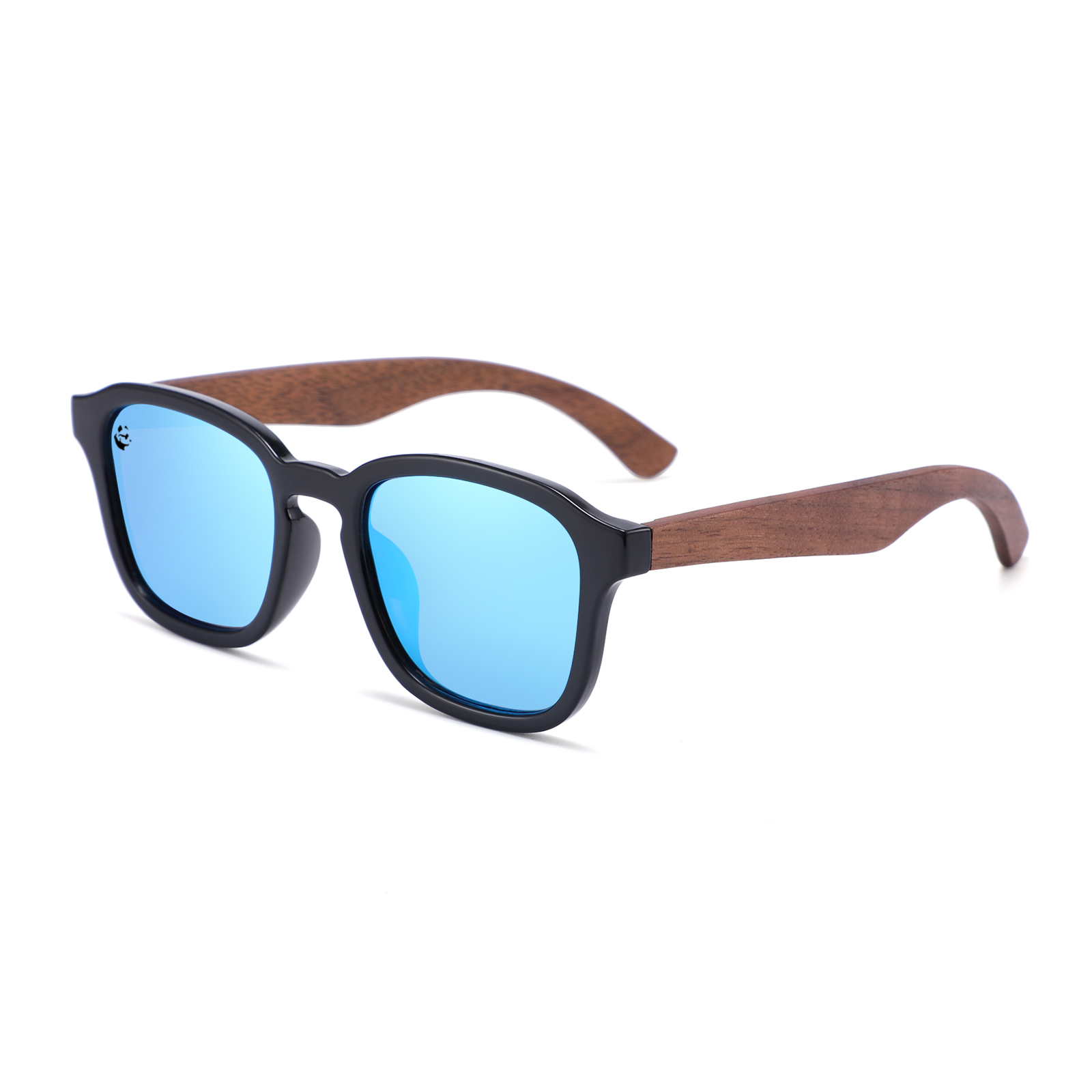 Lentes Gafas de Sol PANDAS Unisex para Hombre y Mujer Polarizados Cuadrados Espejados de Madera UV400 Cayman Azul