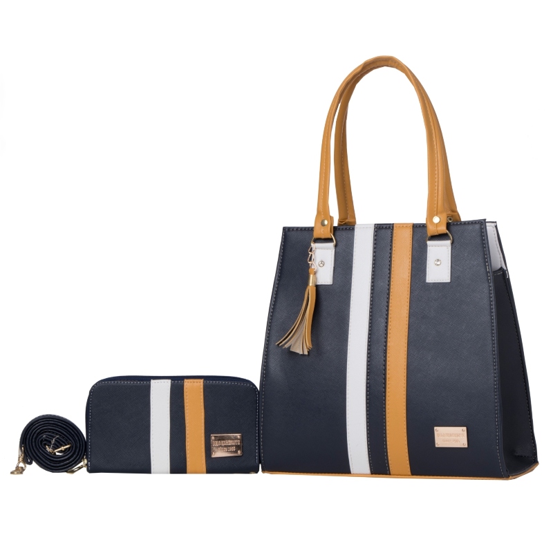 Set de Bolso y Cartera de Moda FANA para Mujer Rosalia Azul Marino