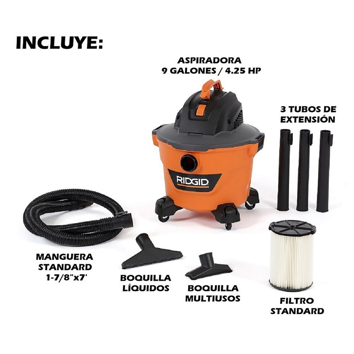 Aspiradora Para Seco-Mojado 9 Galones RIDGID HD0900M THD