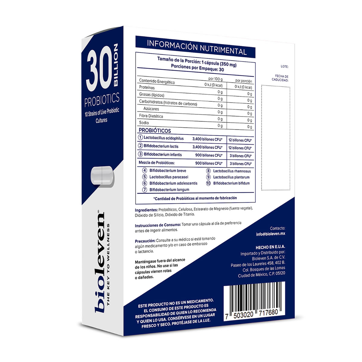 Cápsulas De 30 Billones De Probióticos Bioleven 510260 CST