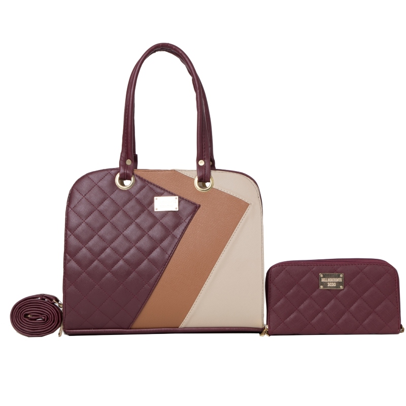 Set de Bolso y Cartera de Moda FANA para Mujer Elizabeth Vino