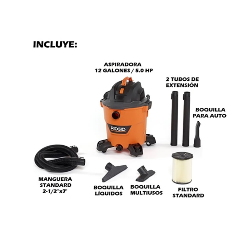 Aspiradora Para Seco-Mojado 12 Galones RIDGID HD1200M THD