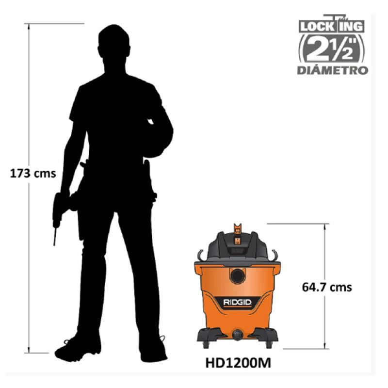 Aspiradora Para Seco-Mojado 12 Galones RIDGID HD1200M THD