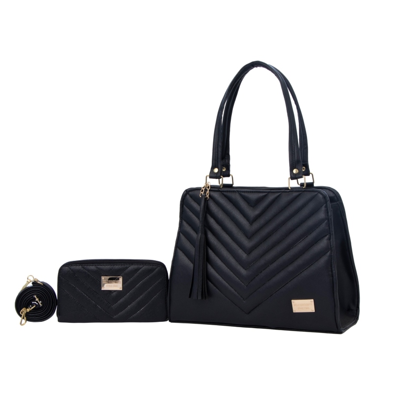 Set de Bolso y Cartera de Moda FANA para Mujer Sofia Negro