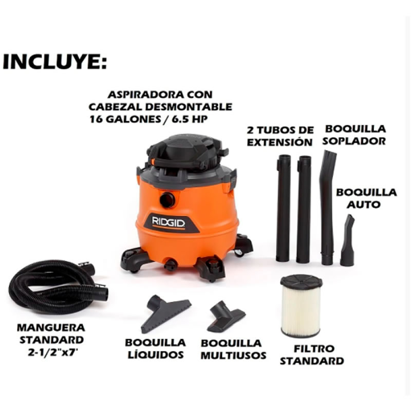 Aspiradora Para seco y Mojado 16 Galones RIDGID HD1600M THD