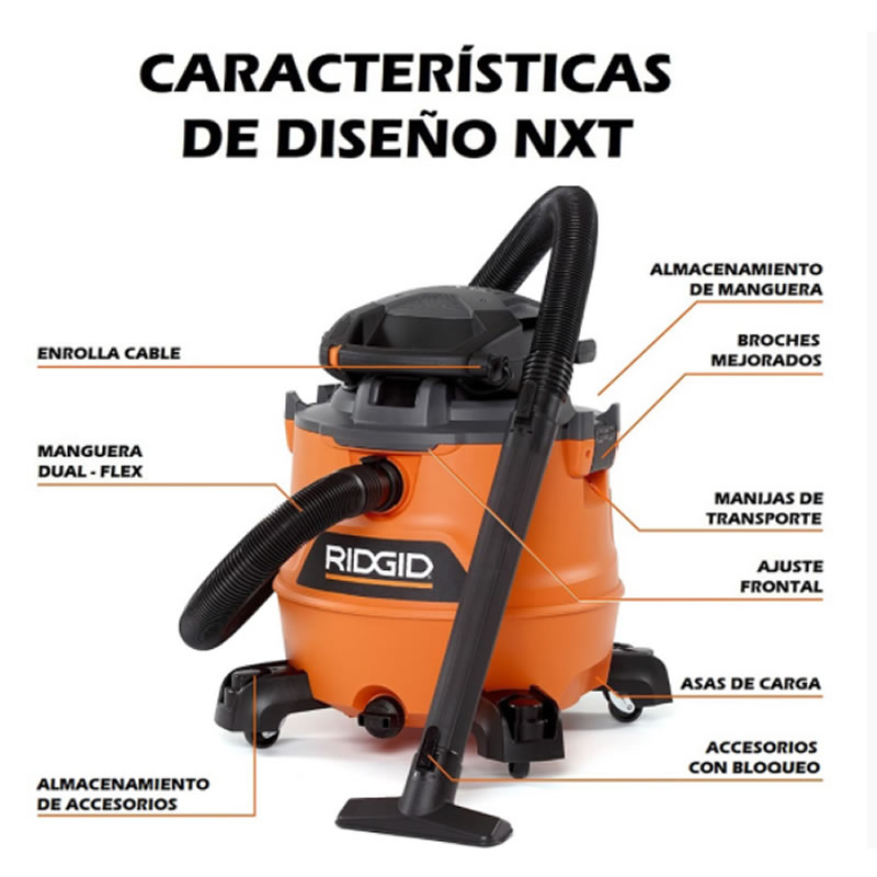 Aspiradora Para seco y Mojado 16 Galones RIDGID HD1600M THD