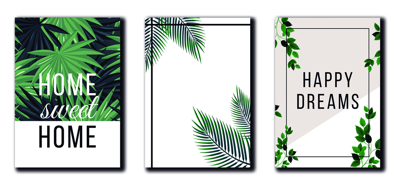 Cuadros Decorativos Set de 3 pzs Canvas de hojas moderno 40 X 60 cm