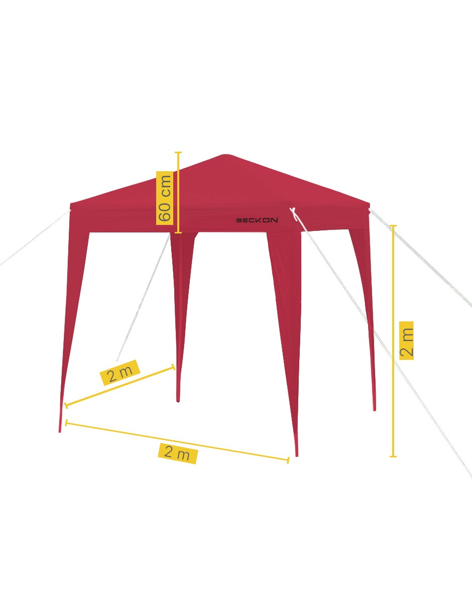 Toldo Carpa Retractil 2m x 2m impermeable premium Beckon Color Rojo