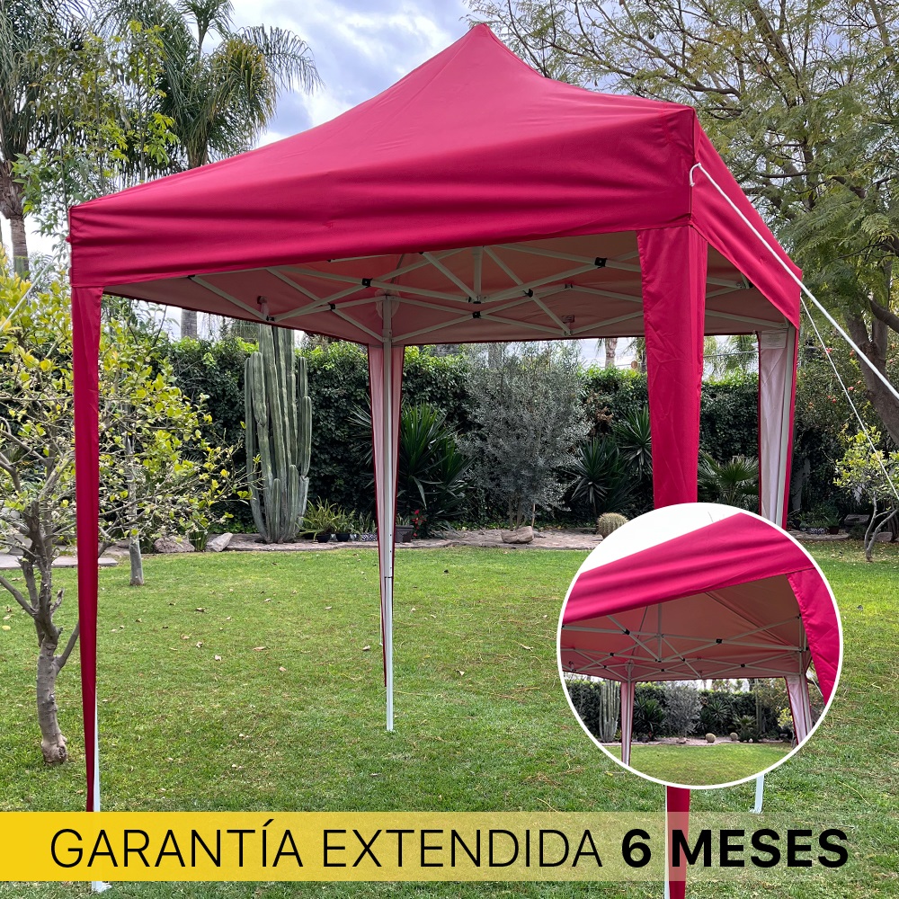 Toldo Carpa Retractil 2m x 2m impermeable premium Beckon Color Rojo