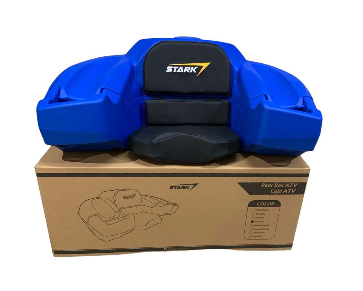 Caja Asiento Trasero Cuatrimoto Con Respaldo Agarraderas Universal Azul