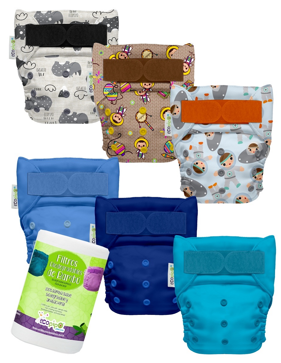 6 PACK pañales de tela Ecopipo con rollo