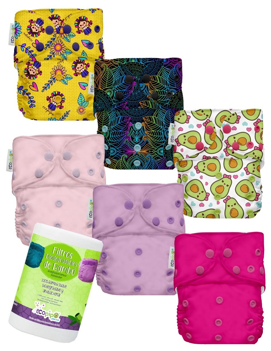 6 PACK pañales de tela Ecopipo con rollo