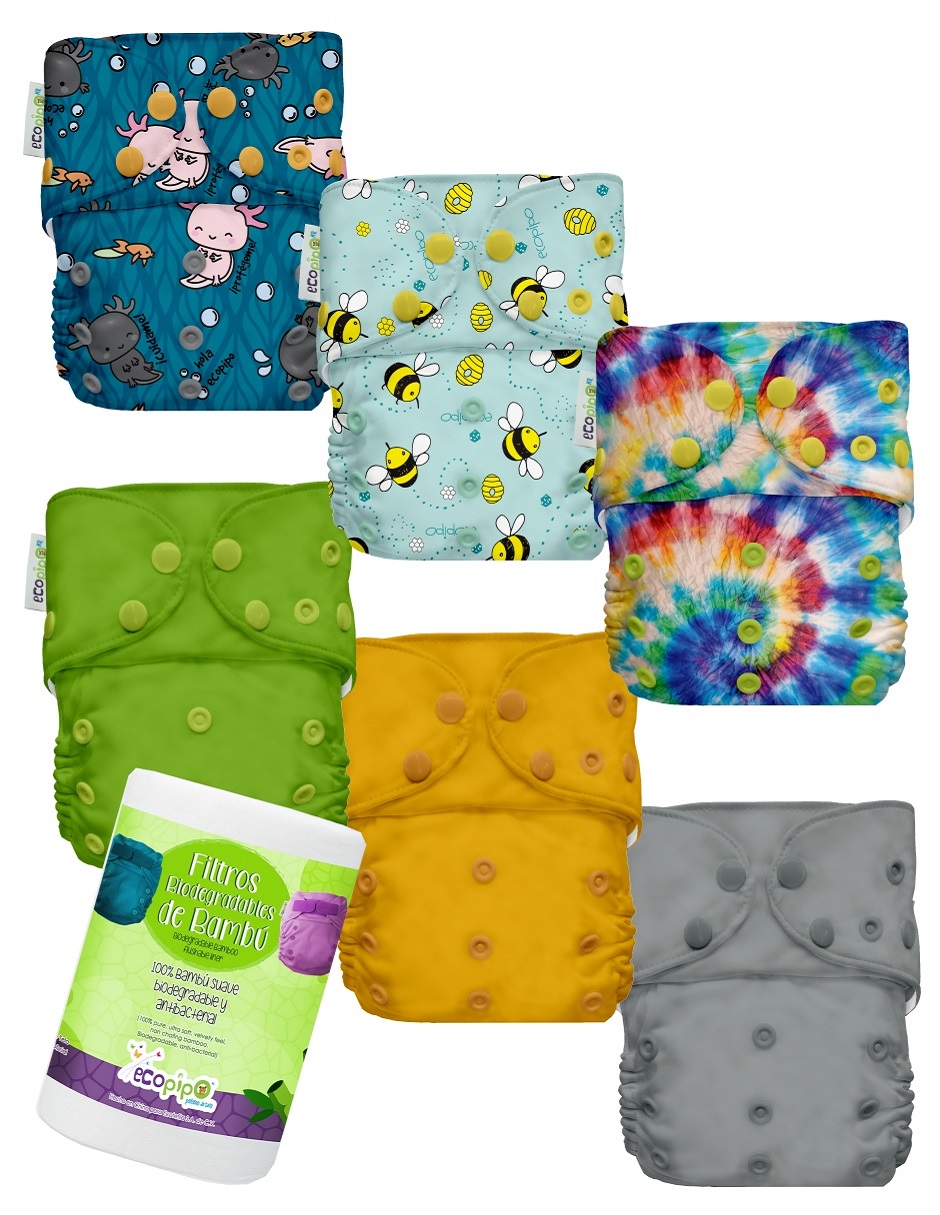 6 PACK pañales de tela Ecopipo con rollo