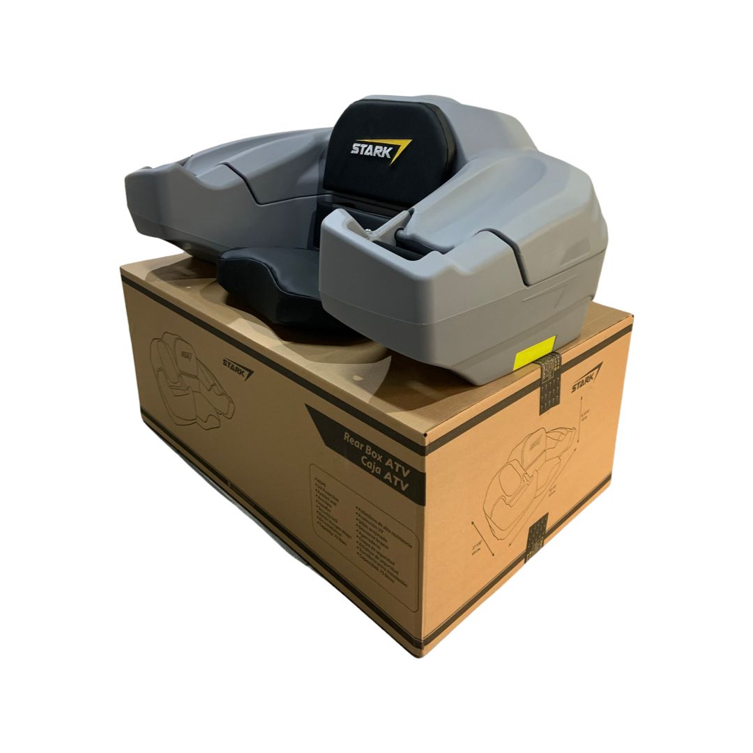 Caja Asiento Trasero Cuatrimoto Con Respaldo Agarraderas Universal Gris