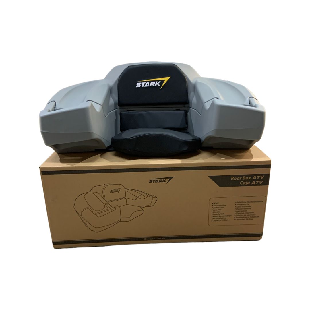 Caja Asiento Trasero Cuatrimoto Con Respaldo Agarraderas Universal Gris