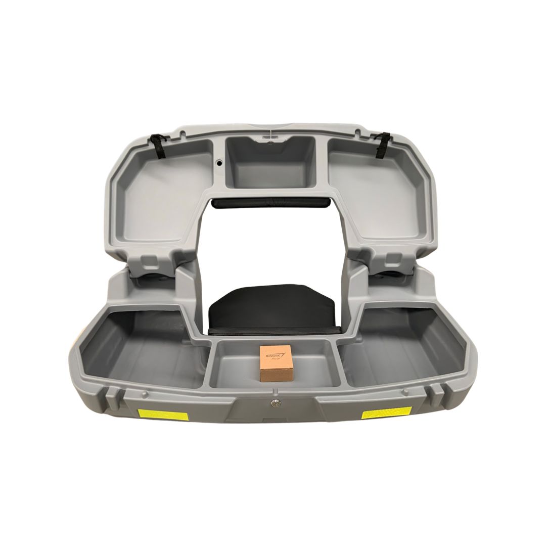 Caja Asiento Trasero Cuatrimoto Con Respaldo Agarraderas Universal Gris