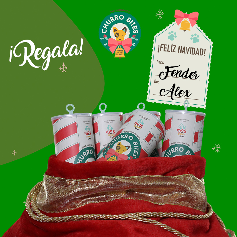 Premios para perro Churro Bites Un Dos Treats, Especial de Navidad. Premios suaves para consentir sabor Churro Mexicano. 155 g