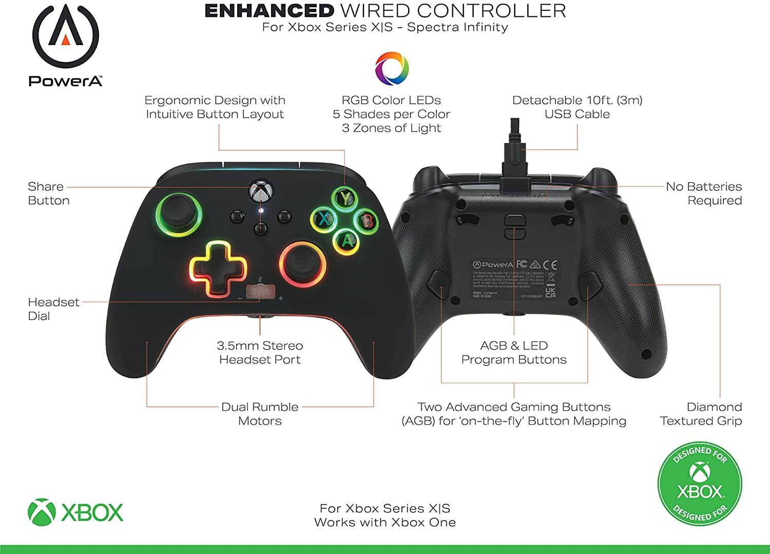 Control Alambrico Power A Xbox Series S (Spectra Infinity)