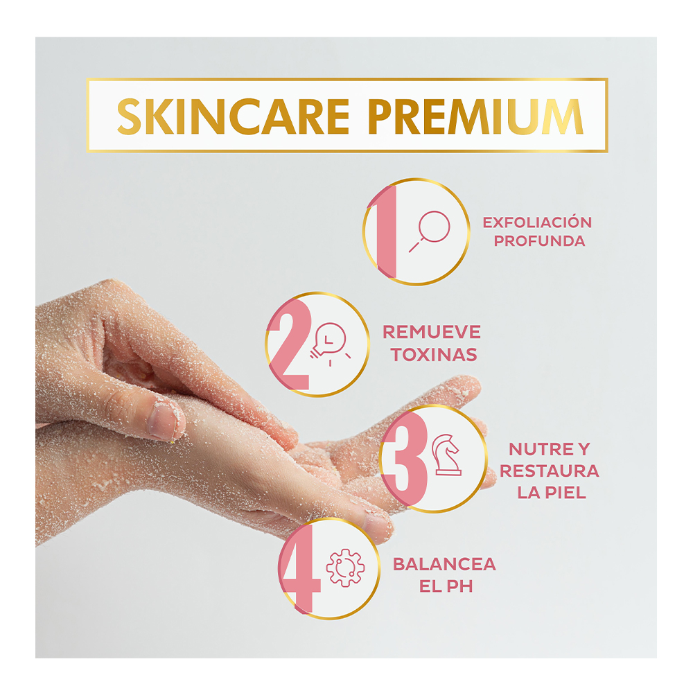 Exfoliante de Sal Rosa del Himalaya, Exfoliación Profunda, Remueve Toxinas, Nutre y Restaura la Piel, Balancea pH. 