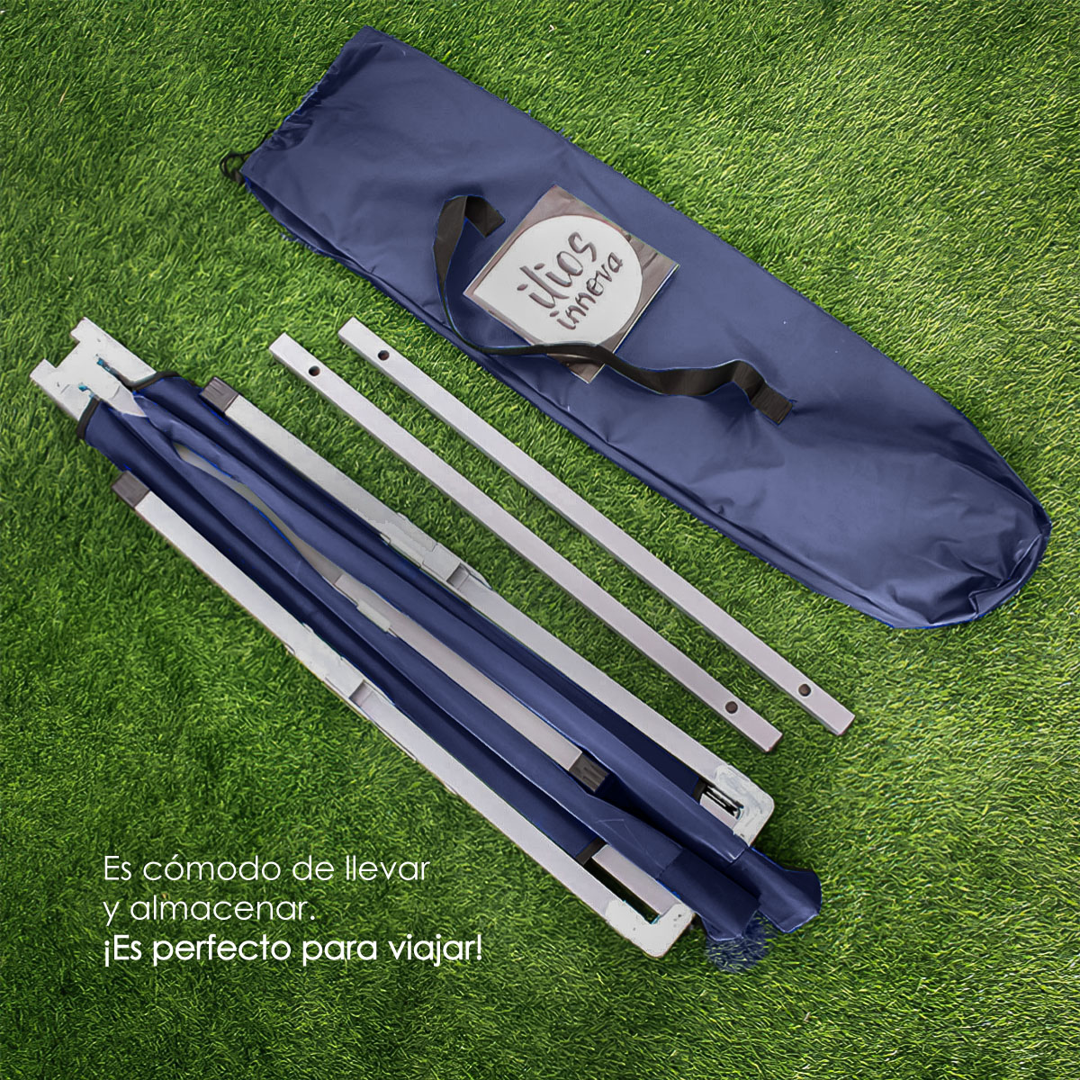 Camastro Plegable Camping, Cama Para Exterior Tipo Militar Azul Marino