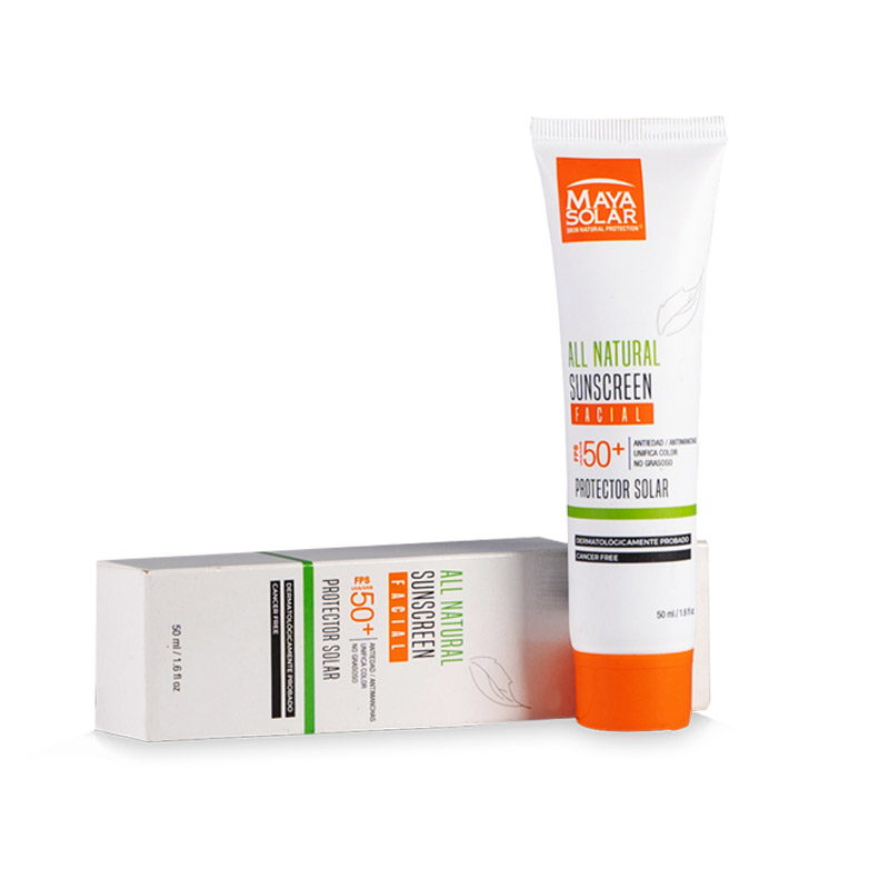 Maya Solar Pantalla Solar Facial Dermatológica con Color FPS 50+ de Uso Diario. Unifica el Tono de Piel. 100% Biodegradable.