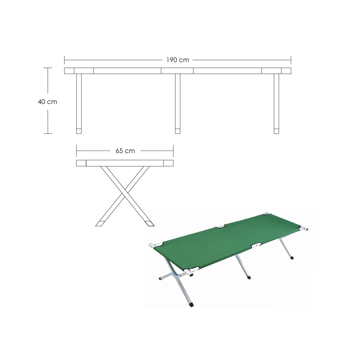 Camastro Plegable Camping, Cama Para Exterior Tipo Militar