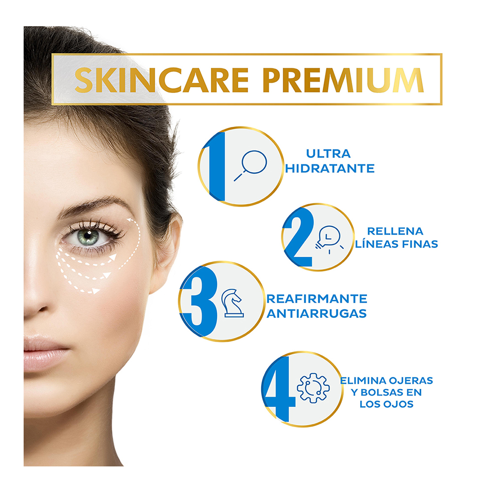 Crema para Ojos Anti Arrugas, Ojeras y Bolsas, Ácido Hialurónico y Aminoácidos Reparadores.