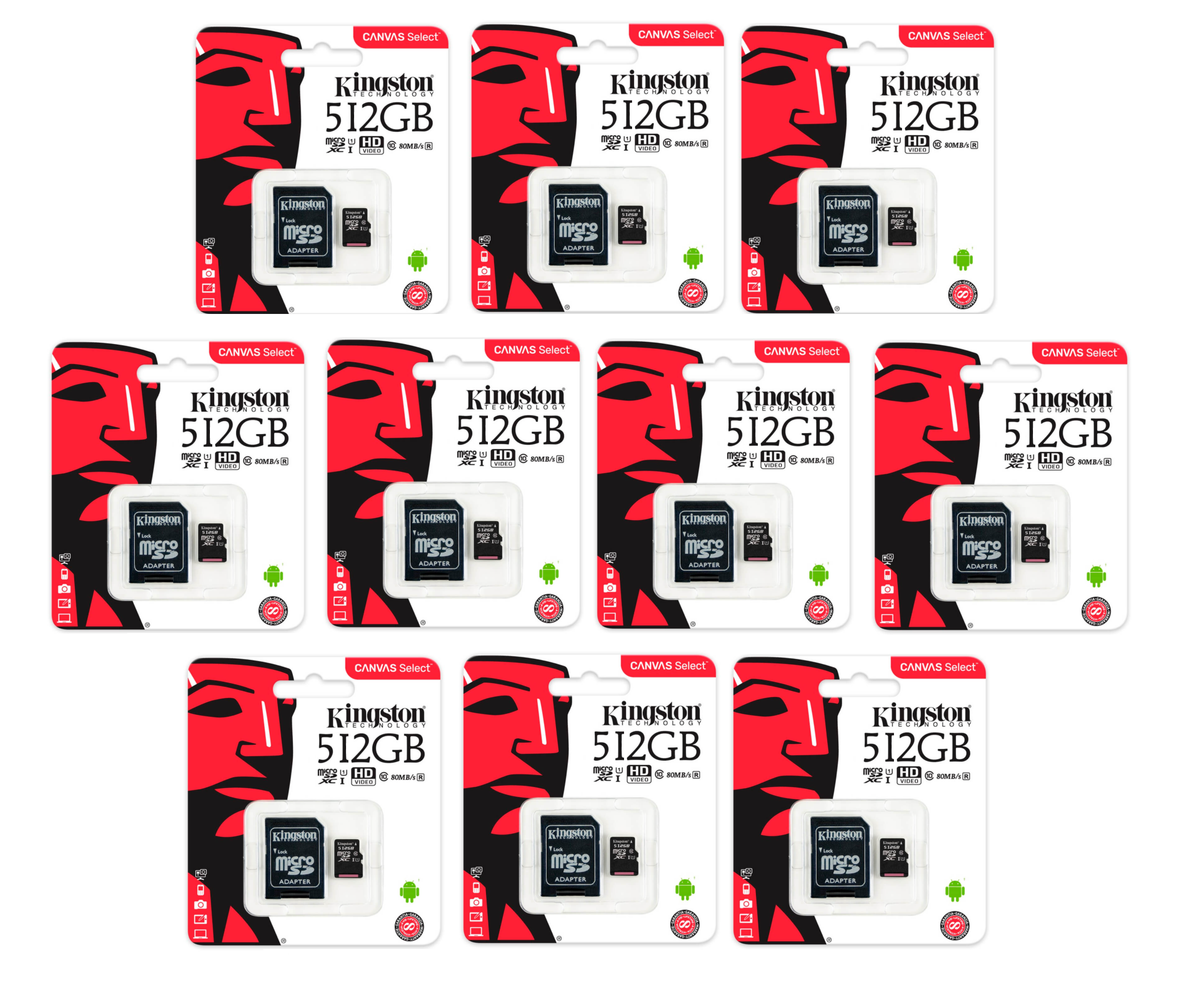 Mayoreo 10 Tarjetas de memoria SD Kingston 512gb