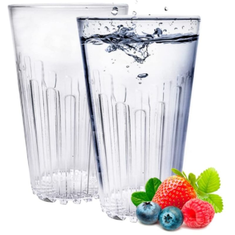Top Choice 2415-3357 Juego 12 Vasos De Plástico Acrílico Duro Económicos 580 mililitros, Transparentes