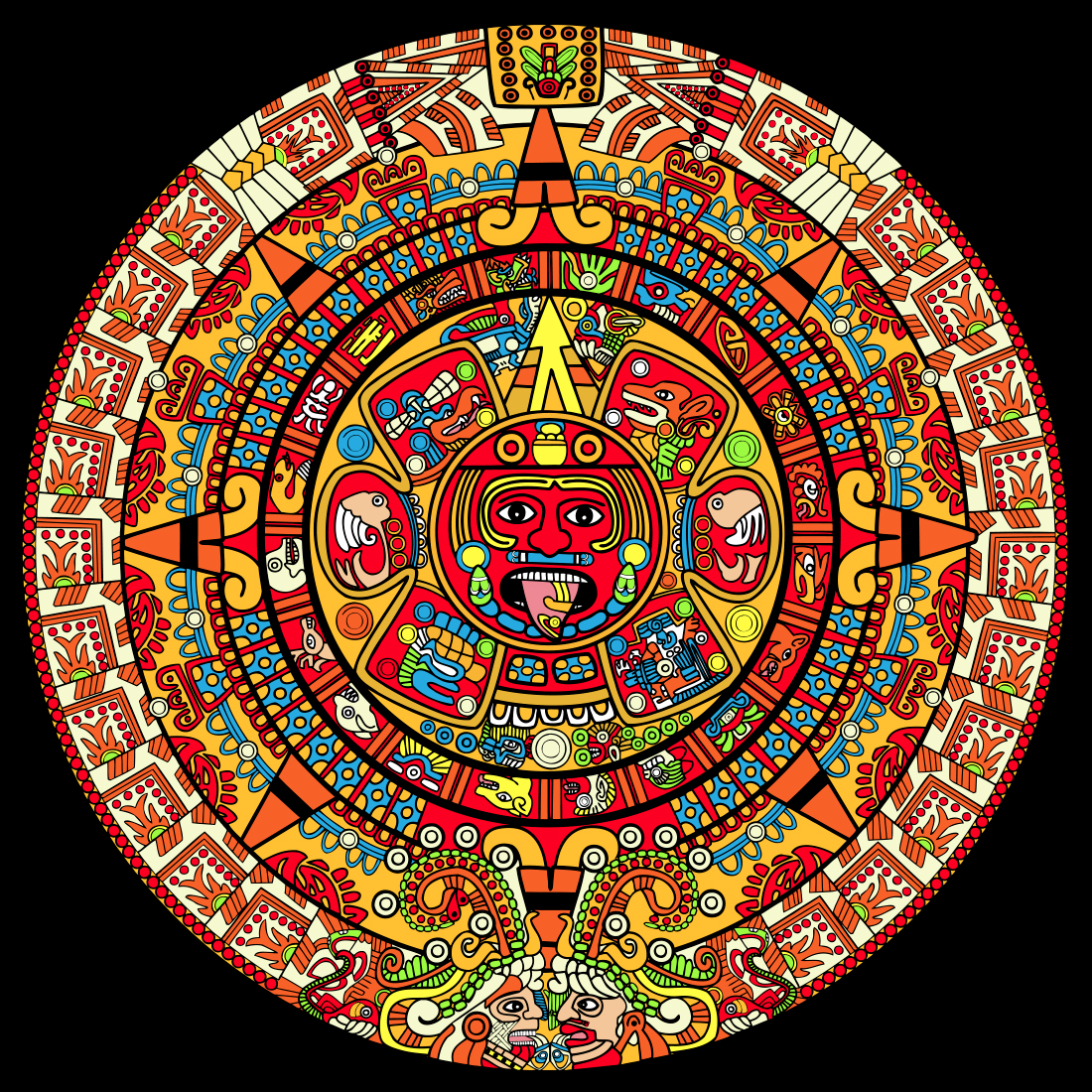 AxoloTee Playera Caballero - Calendario Azteca
