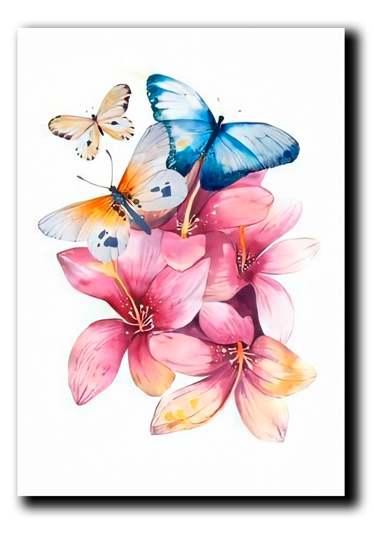 Cuadros Decorativos Set de 2 pzs Flores con Mariposas 60 X 90 cm.